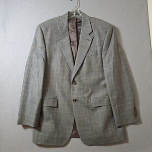 Lauren Ralph Lauren Men Glen Plaid Blazer 40R Sport Coat Silk Wool Union Made CA